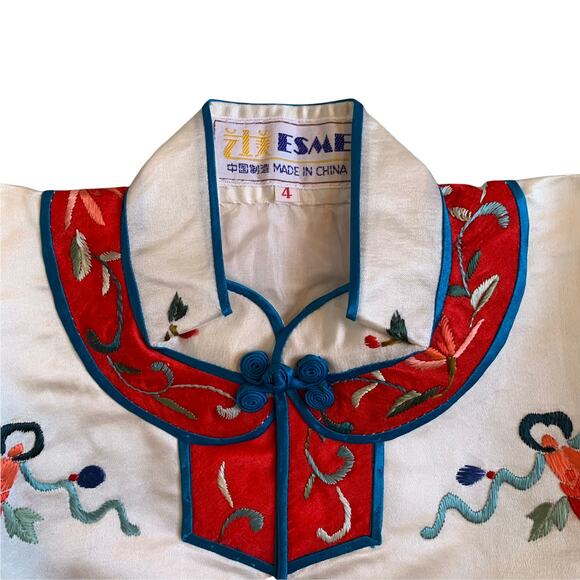 Vintage Satin Authentic Original Oriental Child’s 2 Piece Outfit Embroidered - Picture 3 of 12
